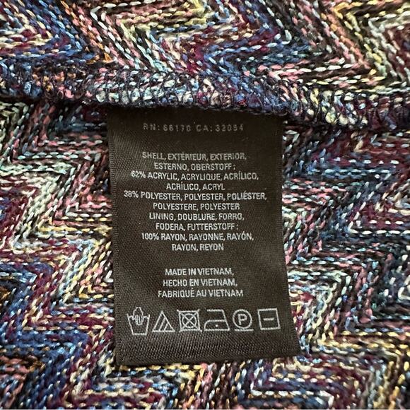 Maeve Blue Purple Chevron Knit Drop Wasit Sleeveless Slip Lined Dress Size XS - Picture 11 of 13